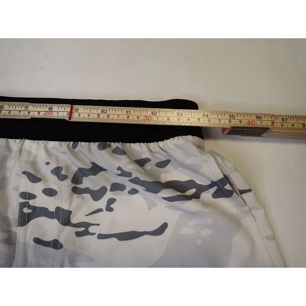 TACHUNTFISH Shorts Medium Gray Snow Camouflage Swim Gym Elastic Waist Tactical